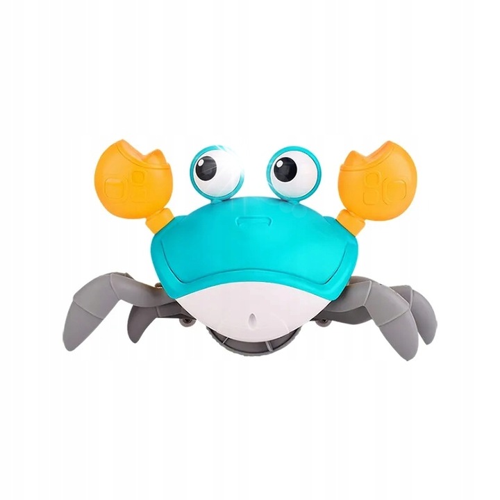 Interaktív zenélő rák LED fényekkel, 14x23x11 cm, zöld, 3xAAA elemkészlet