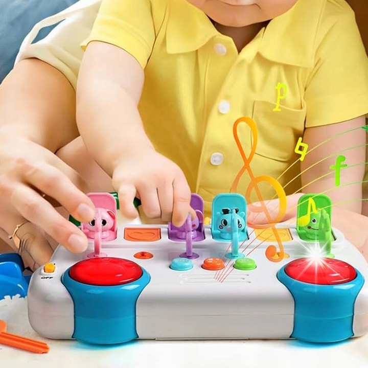 Interaktív játék gyerekeknek, Bedee, színes állatok zenével és hangokkal, többszínű