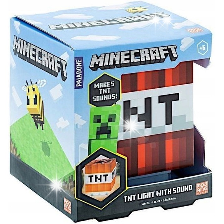 Детска нощна лампа Paladone Minecraft TNT, 12 см, със звук на експлозия