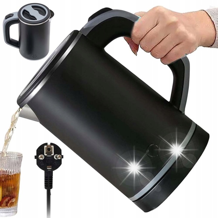Fierbator electric pliabil, 600W, alb/albastru, 600ml, dimensiuni 9,7x13,2cm (pliat)