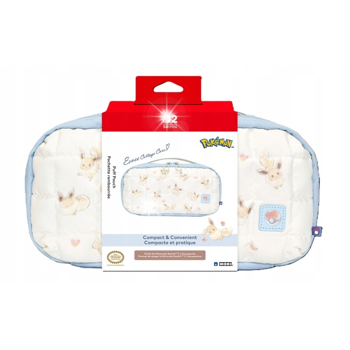 Tok Nintendo Switch 2-höz, Puff Pouch Eevee Cottage Core, kék, fehér