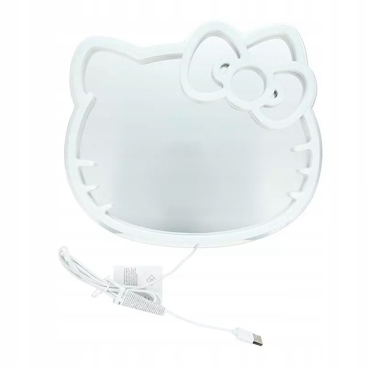 Hello Kitty LED neon tükör, 23 cm, 1,5 m-es USB kábellel
