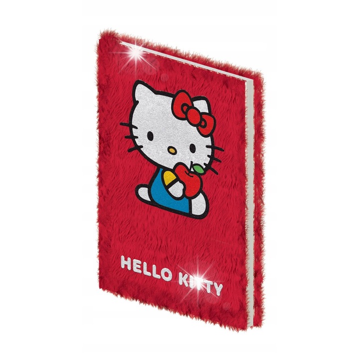 A5-ös Hello Kitty füzet, plüss, 160 oldal, 14,8x21cm, puha borító