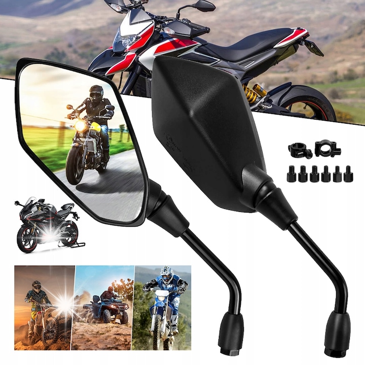 Комплект огледала за велосипед, 360°, черни, за планински и шосейни велосипеди