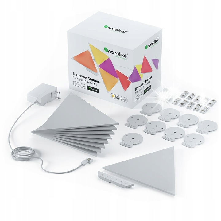 Set de panouri luminoase Nanoleaf Shapes Triangles, 9 panouri, RGBW, 20x23cm