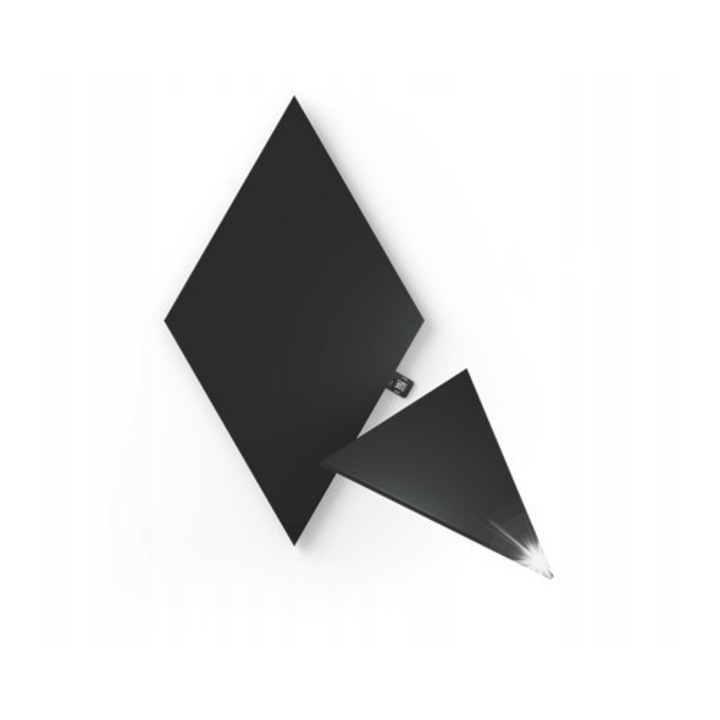 Set extensie Nanoleaf Shapes Triunghiuri Negre, 3 panouri LED, 16 milioane culori, dimensiuni variate