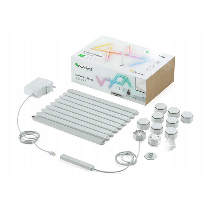 Set Nanoleaf Shapes Starter, 9 panouri luminoase, RGBW, 20x23cm