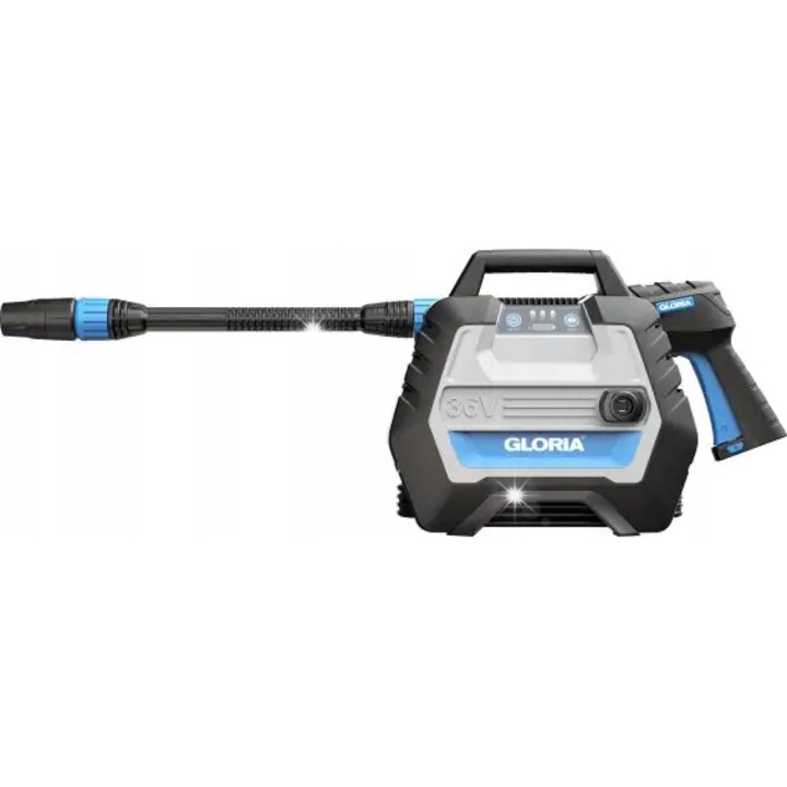 Aparat de spalat cu presiune Gloria MultiJet 36 V, acumulator 4 Ah, presiune 46 bar, lance 75 cm, 3 niveluri de presiune