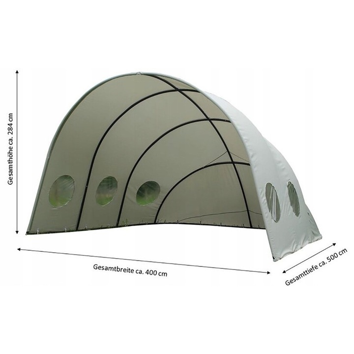 Отворен павилион 400 x 500 x 284 см, сив