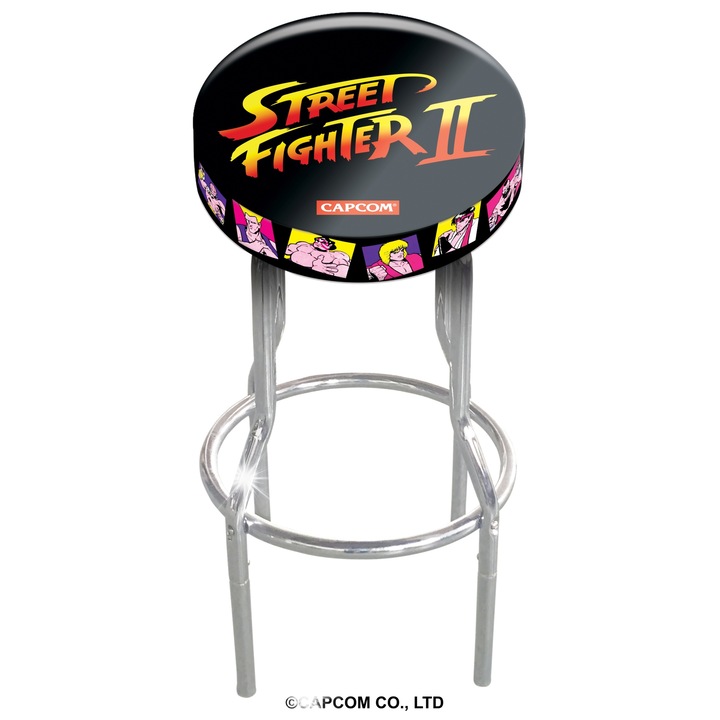 Scaun Capcom Hoker Arcade1UP STREET FIGHTER II, krómozott, 73x35cm