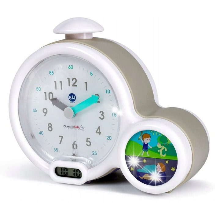 Декоративен часовник за деца, НОВ, будилник за тренировка, бяло-сив, 17x6,7x14см