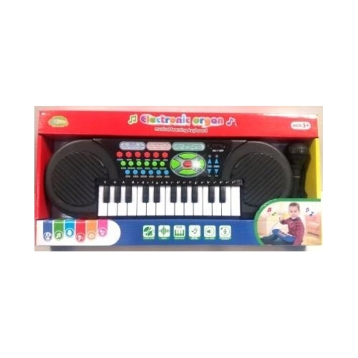 Gyermek zongora, játék hangszer, korai fejlesztő, többszínű, 30x10cm