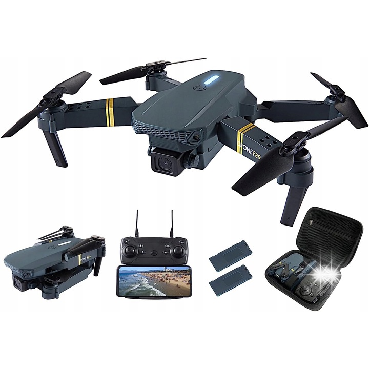 Дрон CHUBORY F89, 1080P, 40+ минути полет, FPV камера, тъмно сив, комплект с 2 батерии