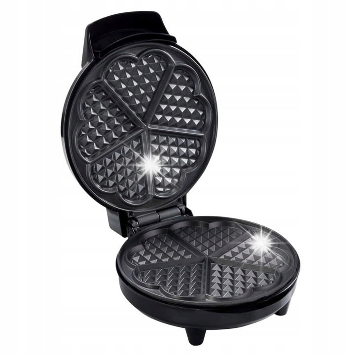 Gofron cu forme de inima, Bestron, AWM700S, 700 W, cu placi antiaderente, marime 20x25,5x10,7 cm, culoare cupru si negru