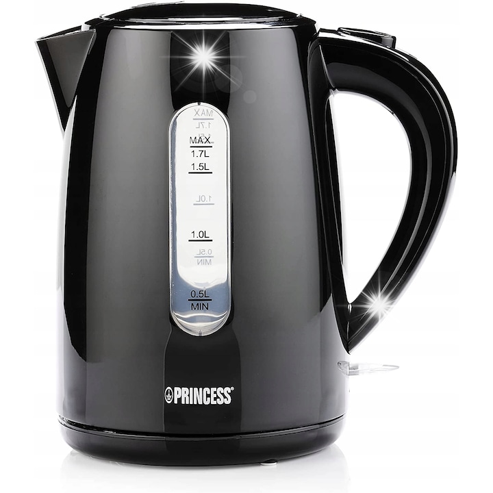 Fierbator de apa cu gat de gasca, 1200W, 0.9L, inox 304, negru, set cu functie de mentinere a caldurii