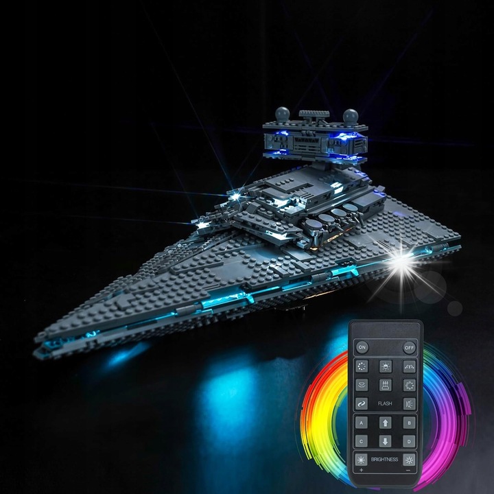 LED világítás készlet LEGO Imperial Destroyer Galactic 75394-hez, USB, rejtett részletek, többszínű
