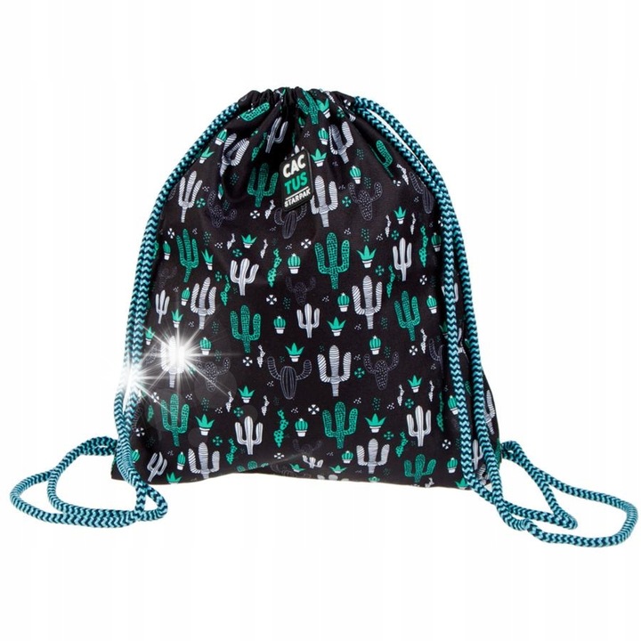 STARPAK többfunkciós hátizsák, kaktusz motívummal, fekete-fehér-zöld