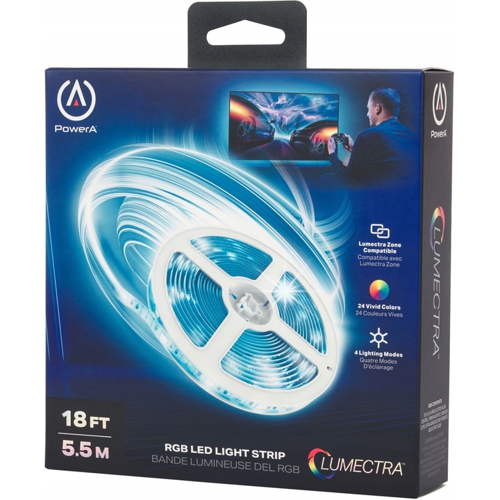 PowerA Lumectra RGB LED szalag, 5,5 m, 24 szín, 10 fényerő szint