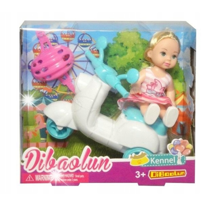 Babakészlet rollerrel, 3 éves kortól, rózsaszín, mérete 20x30cm