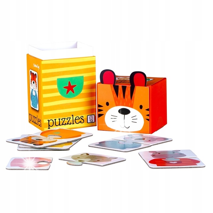 Puzzle gyermekeknek, 6 állatos készlet, Barbo Toys, színes illusztrációk, 6x6cm