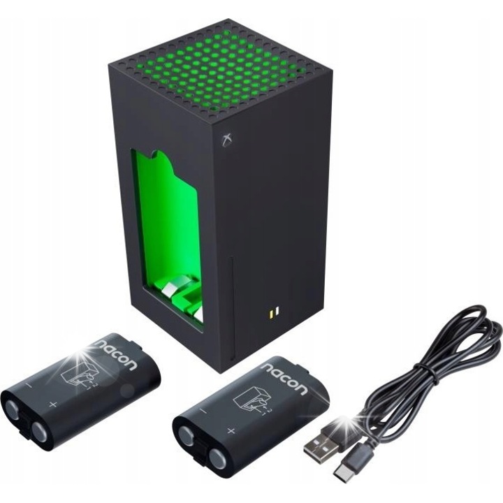 Зарядно устройство за батерии Xbox Series X, 2 батерии 1400 mAh, USB-A към USB-C кабел, Nacon