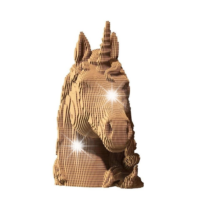 3D Puzzle Egyszarvú, Cartonic, mérete 30x20x6cm, újrahasznosított kartonból, készlet az egész családnak