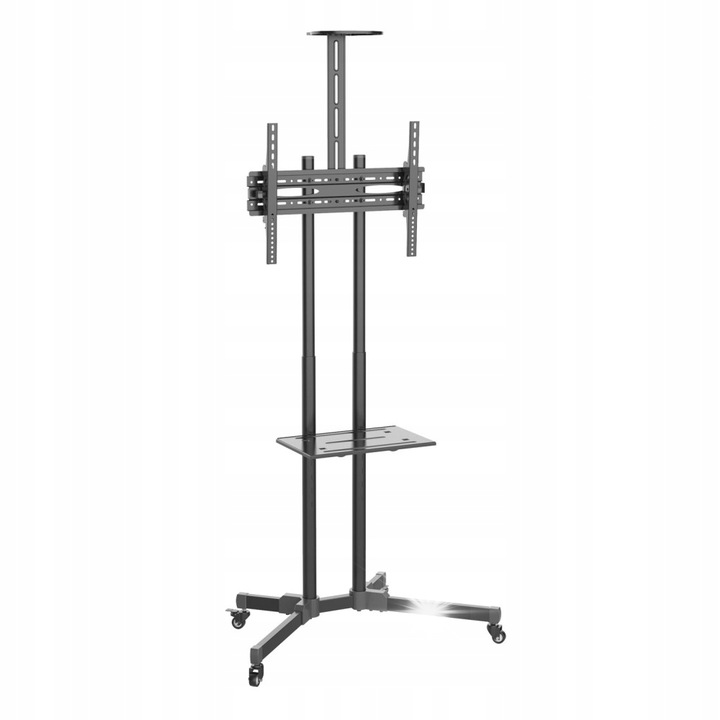 Стойка за мобилен телевизор 37-70", Techly, 2 рафта, черна, 1200-1500 мм