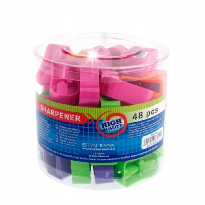 Set ascutitori pentru creioane STARPAK, 48 bucati, plastic, multicolor
