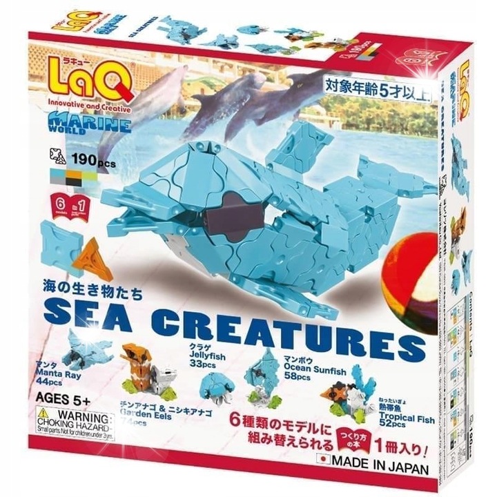 LaQ Tengeri élőlények nagy világa építőkészlet, 190 darab, 5+ éves gyermekeknek