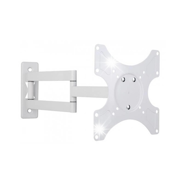 Стойка за телевизор Techly, 19-37 инча, двойно рамо, регулируема, бяла