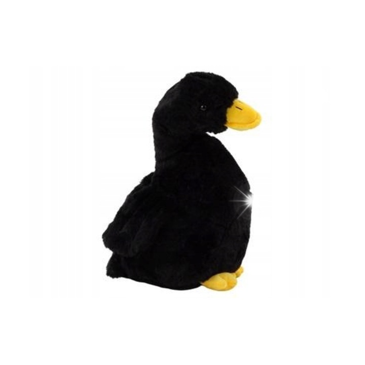 Плюшен гълъб Gaina Neagra 30см, Leantoys, с жълти детайли, за деца над 3 години, многофункционална играчка