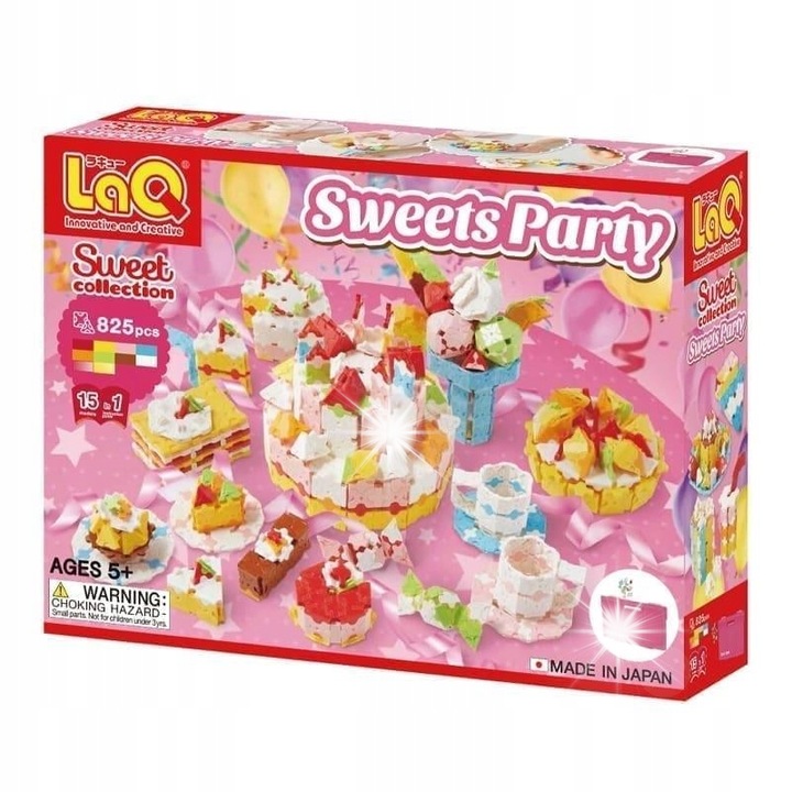 LaQ építőkészlet, 825 darab, 10 szín, torták és édességek, 5+ éves gyermekeknek