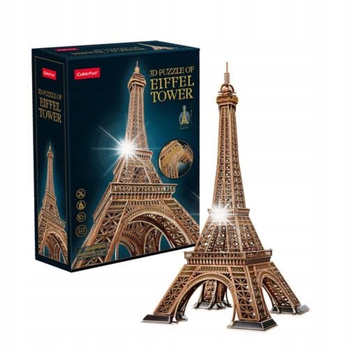 Puzzle építése Eiffel-torony, Cubic Fun, 314 darab, 47,8x47,5x97cm, fiataloknak