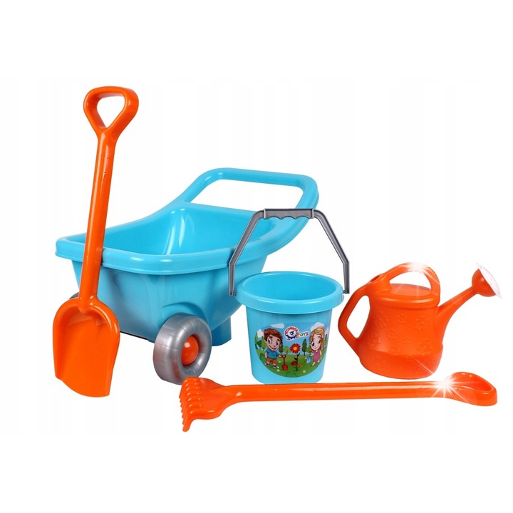 Комплект играчки за пясък, кофа, лопата, гребло, Технок, многоцветен