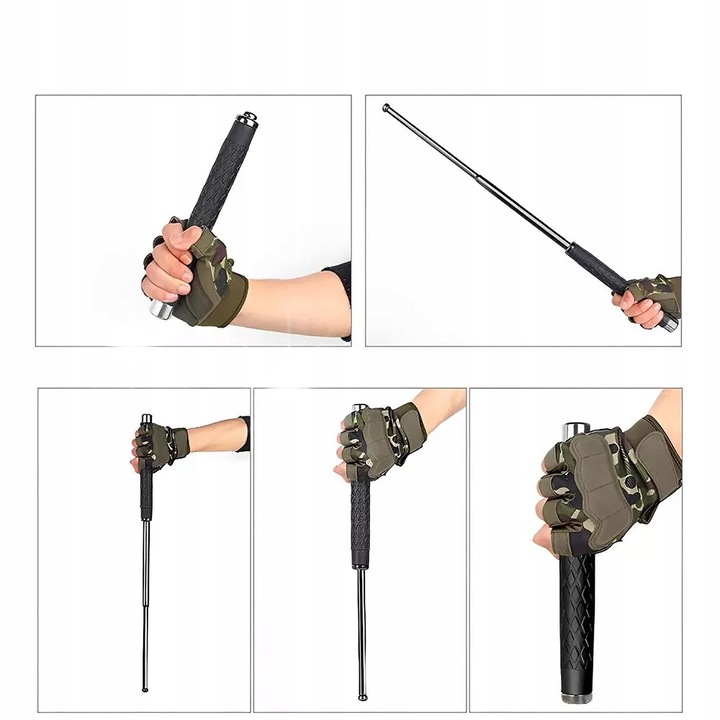 Baston telescopic, 26 inch, negru, cu maner antiderapant si husa de nylon