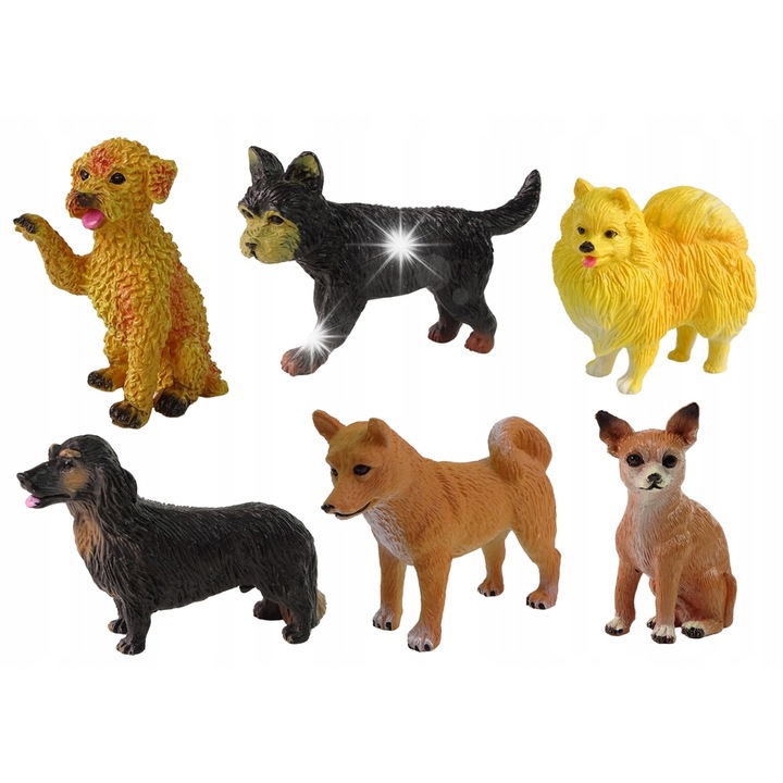 Комплект 6 Фигурки Кучета, LEAN Toys, Дакел, Шиба Ину, Чихуахуа, Пудел, Шнауцер, Миниатюрен Шпиц, 33x22x4,5см