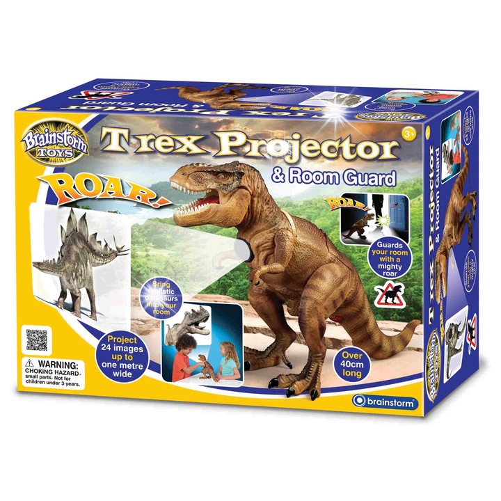 T-Rex kivetítő, Brainstorm, interaktív, 24 dinoszaurusz kép, 40cm, gyerekeknek