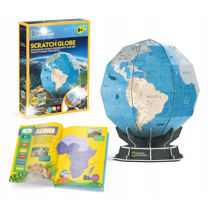 Cubic Fun Oktató Puzzle Szett, Földgömb, 20,5x20,5x24,2 cm, 21 Elem