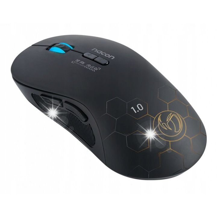 Vezeték nélküli egér GM-180, 6 gomb, RGB világítás, 800-2200 DPI, fekete