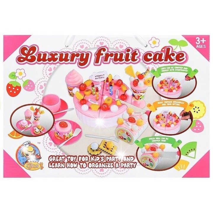Gyermek konyhai készlet, LEAN Toys, Mikrohullámú sütő tortával és desszertekkel, Többszínű, 30x45cm