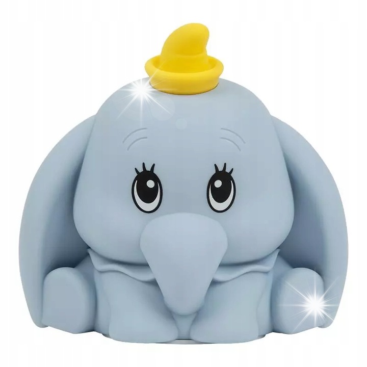 Lampa de veghe copii Disney Dumbo, 15 cm, silicon, cu acumulator, 3 niveluri de luminozitate