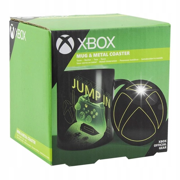 Xbox ajándék szett: 300 ml-es kerámia bögre, fém tartó, fekete