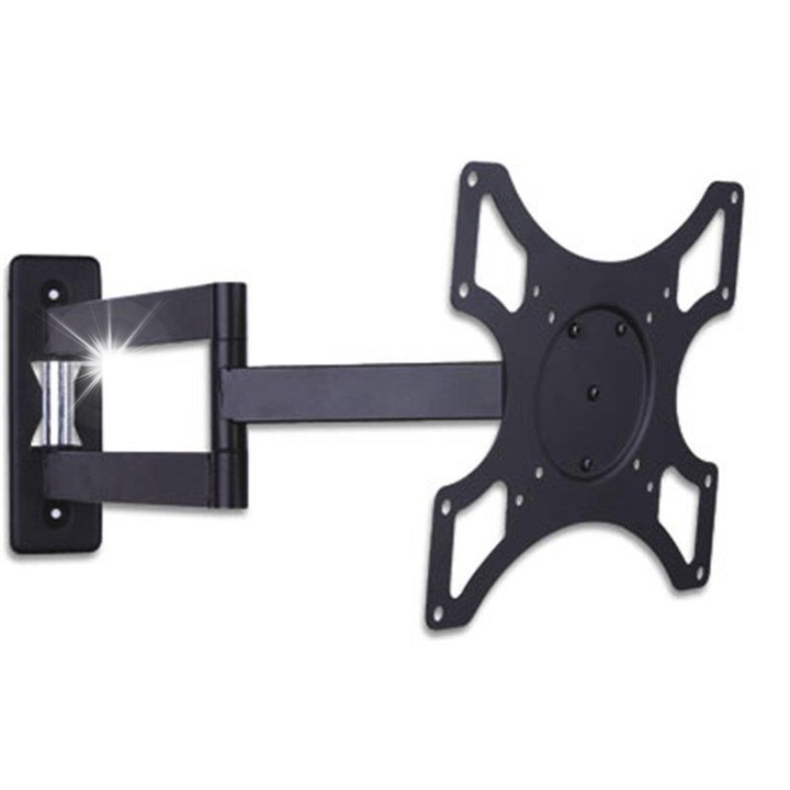 Стойка за телевизор за стена Techly, 19-37", 25 кг, черна, двойно рамо, регулируема