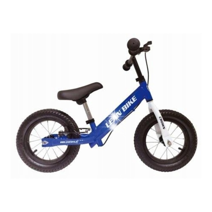 CROWN futóbicikli, Leantoys, kék, 84x13cm, EVA kerekek, állítható magasság 35-45cm
