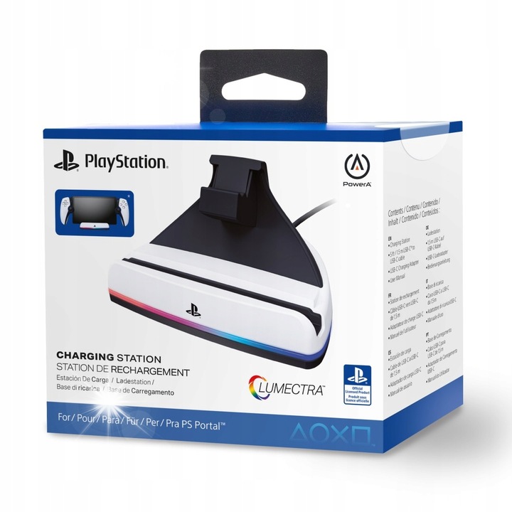 Станция за зареждане PlayStation Portal, PowerA, с RGB осветление, USB-C кабел, магнитен адаптер