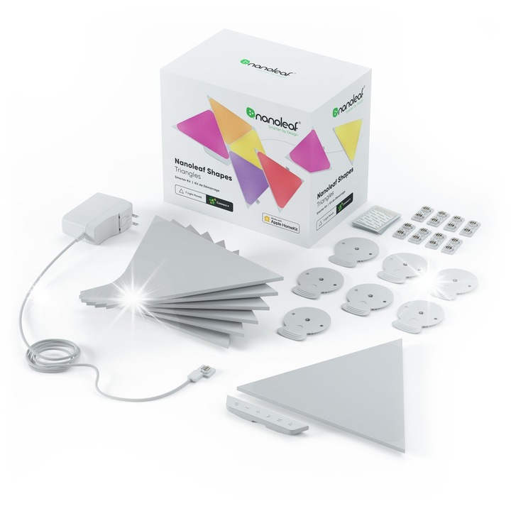 Комплект LED осветление Nanoleaf Shapes Triangles, 14 панела, многоцветно, 20x20см