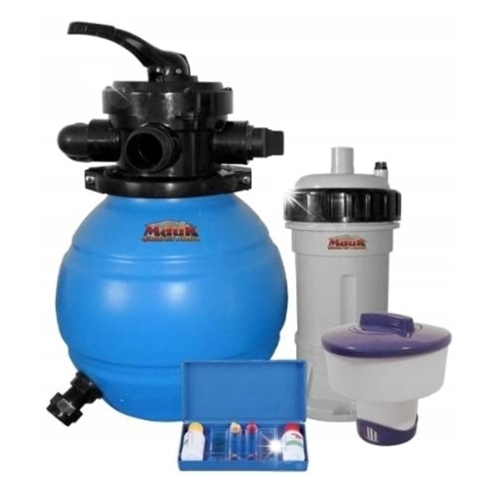 Mauk homokszűrő 4000 l/h, klórleválasztóval és tesztkészlettel, fekete-kék, 90 W