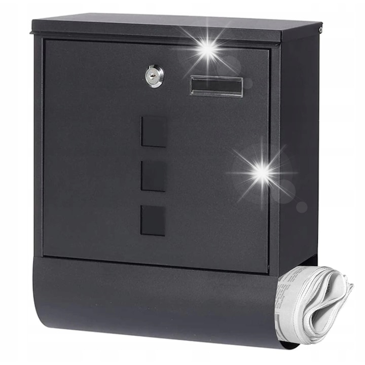 Gotel 2 az 1-ben postaláda újságtartóval, horganyzott acél, 33,5x30,5x9,6cm, 2 kulcs