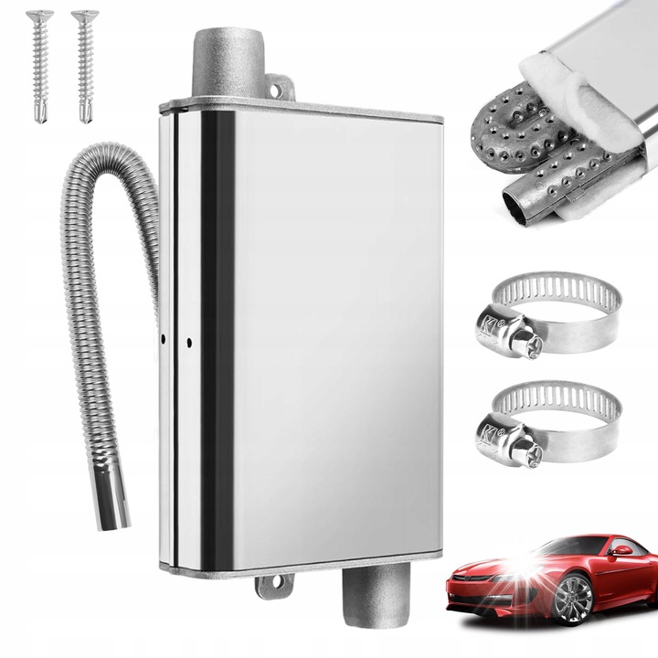 Kipufogócső és hangtompító készlet autó fűtéshez, 24mm, rozsdamentes acél, 60cm