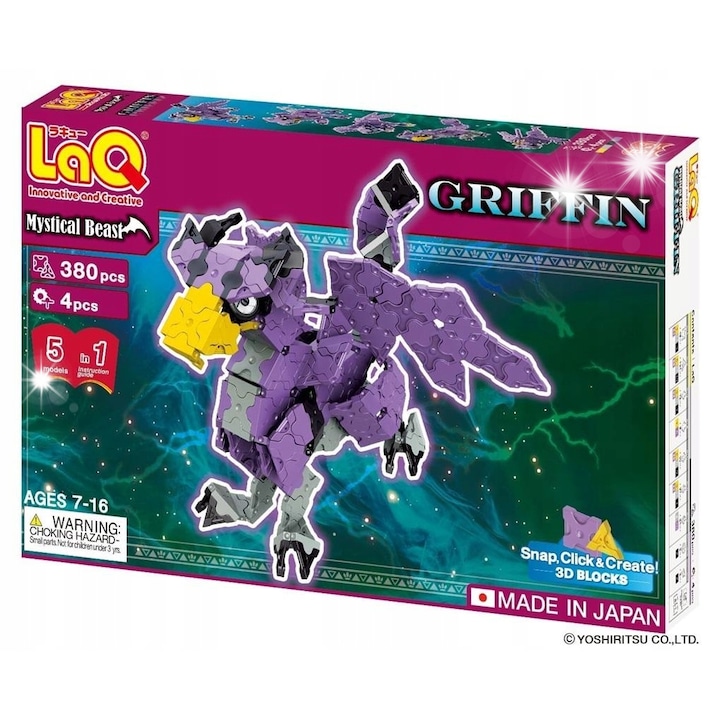 Комплект за конструиране LaQ Мистичен звяр, 380 части, цвят лавандула, препоръчителна възраст 7+
